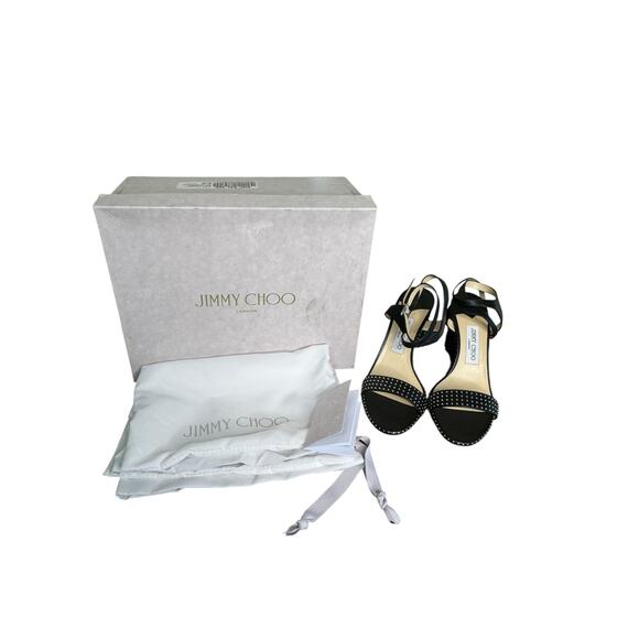 Jimmy Choo NIB Marine 85mm Micro-Studded Leather High Heels in Black Size 39 - Picture 3 of 9